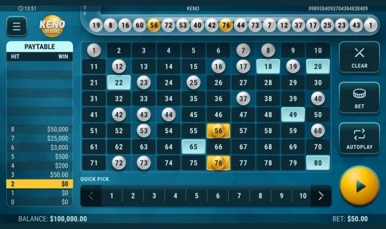 Cách Chơi Game Nhanh Keno Tại CWin: Bí Quyết Từ Cao Thủ 2 Giao diện chơi game nhanh Keno tại CWin