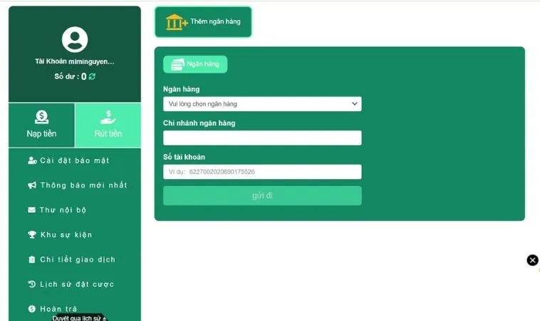 Hướng Dẫn Rút Tiền CWin: Chi Tiết Nhanh Chóng Cho Cược Thủ 2 Giao diện rút tiền CWin